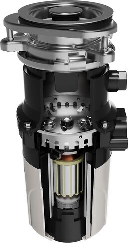 Karran 1/2 HP Garbage Disposal with Power Cord – Quiet Continuous Feed Kitchen Sink Disposal, 3800 RPM Stainless Steel Grinding Chamber, Anti-Jam Technology, Easy 3-Bolt Mount, Compact Design in Kuwait