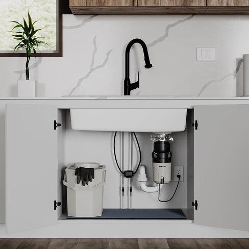 Karran 1/2 HP Garbage Disposal with Power Cord – Quiet Continuous Feed Kitchen Sink Disposal, 3800 RPM Stainless Steel Grinding Chamber, Anti-Jam Technology, Easy 3-Bolt Mount, Compact Design in Kuwait