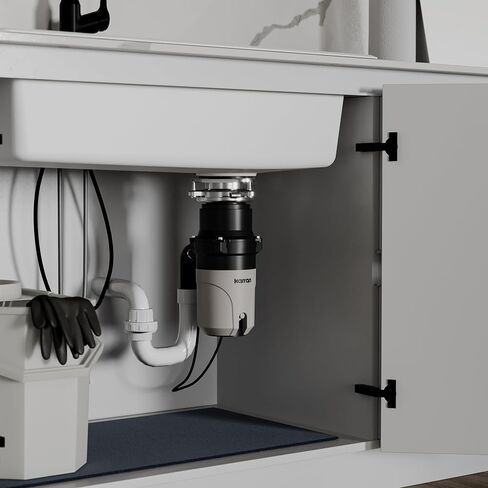 Karran 1/2 HP Garbage Disposal with Power Cord – Quiet Continuous Feed Kitchen Sink Disposal, 3800 RPM Stainless Steel Grinding Chamber, Anti-Jam Technology, Easy 3-Bolt Mount, Compact Design in Kuwait