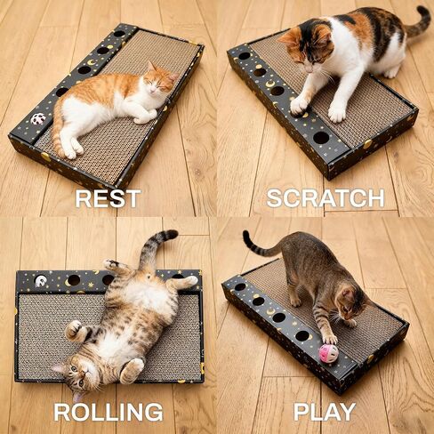 3 عبوات في 1 وسادة خدش للقطط - ورق مقوى لخدش القطط لحماية الأثاث، كل لوح خدش للقطط مع وسادتين من الورق المقوى المموج وجرس مرح in Kuwait