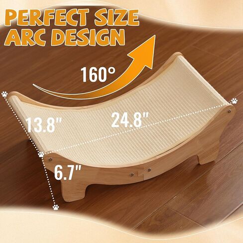 سرير خدش للقطط من السيزال الطبيعي للقطط الداخلية، صالة خدش بعمود أرجوحة مع إطار من خشب البلوط، أثاث خشبي للقطط للقطط الكبيرة، أداة خدش حديثة in Kuwait