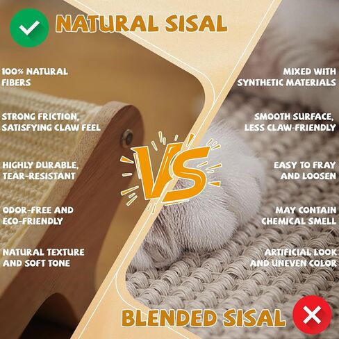 سرير خدش للقطط من السيزال الطبيعي للقطط الداخلية، صالة خدش بعمود أرجوحة مع إطار من خشب البلوط، أثاث خشبي للقطط للقطط الكبيرة، أداة خدش حديثة in Kuwait