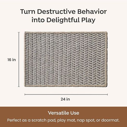 Premium Brazilian Cat Scratcher Mat – 24'' x 16'' Natural Fiber 100% Sisal with Jute Border, Ultra Durable, Scratching Pad, Doormat Rug, Protects Furniture and Carpets (Natural Beige) in Kuwait