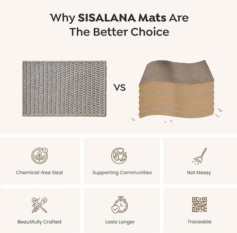 Premium Brazilian Cat Scratcher Mat – 24'' x 16'' Natural Fiber 100% Sisal with Jute Border, Ultra Durable, Scratching Pad, Doormat Rug, Protects Furniture and Carpets (Natural Beige) in Kuwait