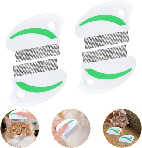4Pcs Cat Gog Flea Comb, Stainless Steel Lice Combs with Rounded Teeth, Grooming Dematting Combs for Dogs Cats Pet Precisely Removes Stains, Dirt And Debris in Saudi Arabia
