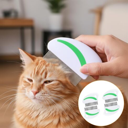 4Pcs Cat Gog Flea Comb, Stainless Steel Lice Combs with Rounded Teeth, Grooming Dematting Combs for Dogs Cats Pet Precisely Removes Stains, Dirt And Debris in Saudi Arabia
