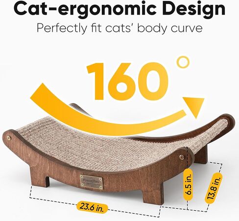 FUKUMARU Cat Scratcher Bed Sisal, 23.6 Inch Durable Scratching Bed for Indoor Cats, Large Cat Scratch Pad, 100% Natural Sisal Hammock, Solid Wood Frame Lounger Chair for Sleep & Scratch (Wood) in Saudi Arabia