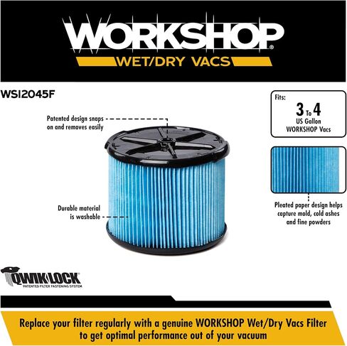 WORKSHOP Wet/Dry Vacs Vacuum Filters WS22200F2 Fine Dust Wet/Dry Vacuum Filters (2-Pack - Shop Vacuum Cleaner Filters) For WORKSHOP 5-Gallon to 16-Gallon Shop Vacuum Cleaners in Kuwait