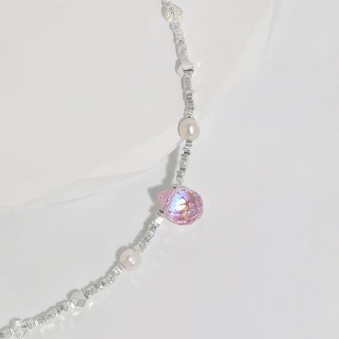 Meissa Freshwater Pearls Bracelets for Women Wife Teen Friends 925 Sterling Silver Pink Purple Crystal Beaded Bracelet Pearl Drop Charm Hand Chain July Birthday Gifts in Saudi Arabia