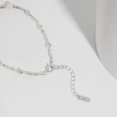 Meissa Freshwater Pearls Bracelets for Women Wife Teen Friends 925 Sterling Silver Pink Purple Crystal Beaded Bracelet Pearl Drop Charm Hand Chain July Birthday Gifts in Saudi Arabia