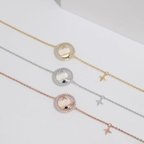 Meissa Celestial Stars Bracelet for Women Girls 925 Sterling Silver Dainty Simple Women Charm Link Bracelet Anniversary Christmas Jewelry Gifts for Girlfriend Mother Mom Her Wife in Saudi Arabia