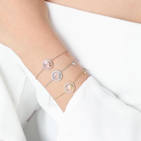 Meissa Celestial Stars Bracelet for Women Girls 925 Sterling Silver Dainty Simple Women Charm Link Bracelet Anniversary Christmas Jewelry Gifts for Girlfriend Mother Mom Her Wife in Saudi Arabia