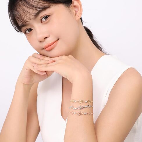 Meissa Heart Link Bracelet for Women Girls Rose Gold Heart Charm Bracelet 925 Sterling Silver Link Chain Mother's Day Valentine's Day Bridal Jewelry Gifts in Saudi Arabia