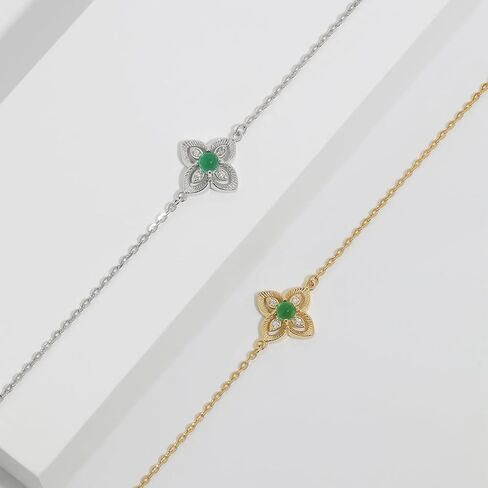Meissa Green Emerald Charm Bracelet for Women Ladies May Birthstone Bracelet Jewelry Gifts for Her in Saudi Arabia