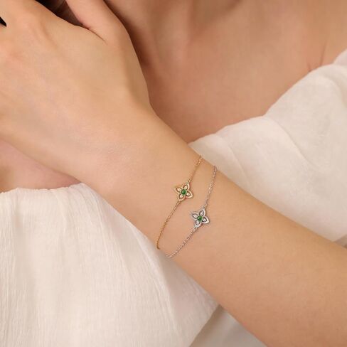 Meissa Green Emerald Charm Bracelet for Women Ladies May Birthstone Bracelet Jewelry Gifts for Her in Saudi Arabia