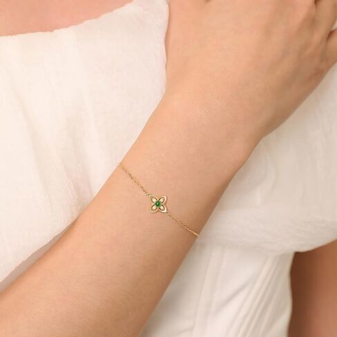 Meissa Green Emerald Charm Bracelet for Women Ladies May Birthstone Bracelet Jewelry Gifts for Her in Saudi Arabia