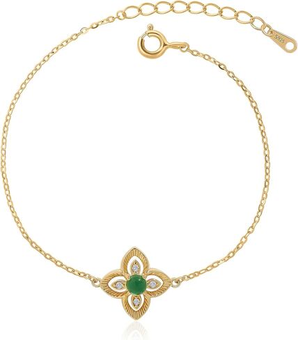 Meissa Green Emerald Charm Bracelet for Women Ladies May Birthstone Bracelet Jewelry Gifts for Her in Saudi Arabia