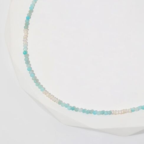 Meissa Turquoise Pearl Bead Bracelet for Women Crystal Chain Link Freshwater Pearls Bracelet 925 Sterling Silver Handmade Dainty Bracelet, 6-7.5 Inches in Saudi Arabia