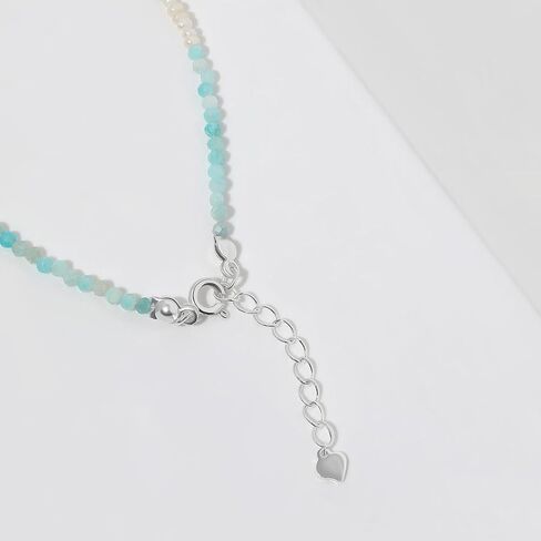 Meissa Turquoise Pearl Bead Bracelet for Women Crystal Chain Link Freshwater Pearls Bracelet 925 Sterling Silver Handmade Dainty Bracelet, 6-7.5 Inches in Saudi Arabia