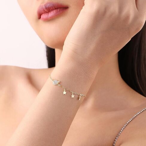 سوار للنساء سوار ستار ستار سحر 925 فضة روز الذهب مطوي كوكب ربط سلسلة للفتيات 6-7.5 بوصة in Kuwait
