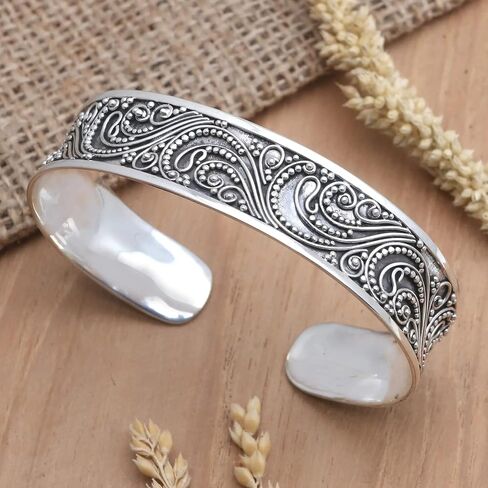 Artisan Crafted Sterling Silver Cuff Bracelet, "Handmade Cuff Bangle" Bridal Bracelet, Boho & Hippie Jewelry, Silver handmade Bangle, Designer Bangle, Unique Jewelry, Christmas Day Gifts Jewelry in Saudi Arabia