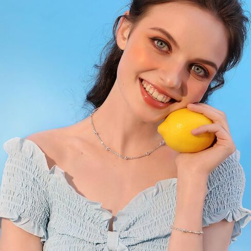 Meissa 925 الفضة الاسترليني اليدوية حبة الكرة سلسلة سوار للنساء تكويم حبة الكرة سوار قابل للتعديل ربط سلسلة الصداقة سوار عيد ميلاد مجوهرات هدايا in Saudi Arabia