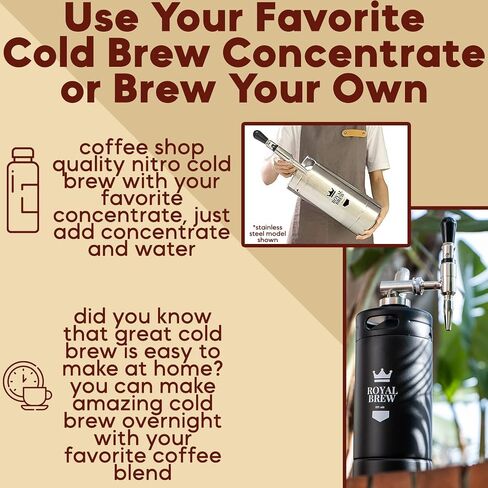 The Original Royal Brew Nitro Cold Brew Coffee Maker - Gift for Coffee Lovers -128 oz Extra Large Home Keg, Nitrogen Gas System Coffee Dispenser Kit - Use Nitrogen or Nitrous Oxide in Kuwait