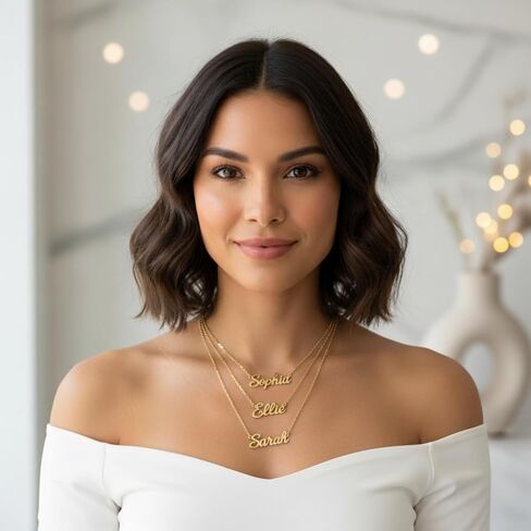 Custom Name Necklace - Personalized Necklaces For Women - Personalized Name Jewelry - Adjustable Chain Necklace - Customized Initial Jewelry - Dainty Nameplate - Gift For Her in Saudi Arabia