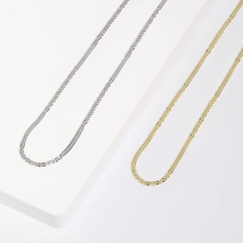 Meissa Sterling Silver Stackable Chain Necklace for Women Simple Minimalist Layering Gold Choker Necklace, Length 16-18 Inches in Saudi Arabia