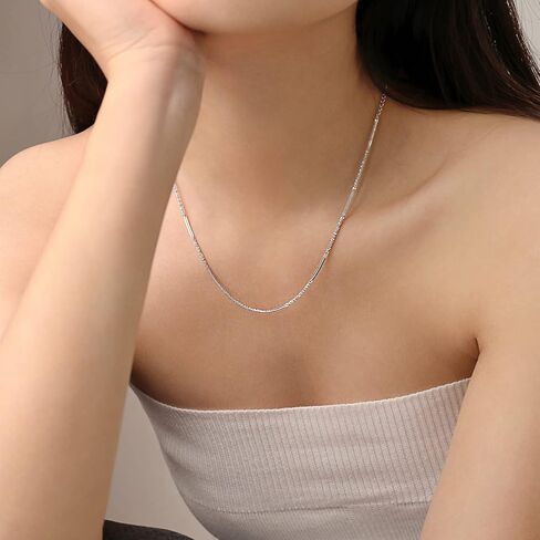 Meissa Sterling Silver Stackable Chain Necklace for Women Simple Minimalist Layering Gold Choker Necklace, Length 16-18 Inches in Saudi Arabia
