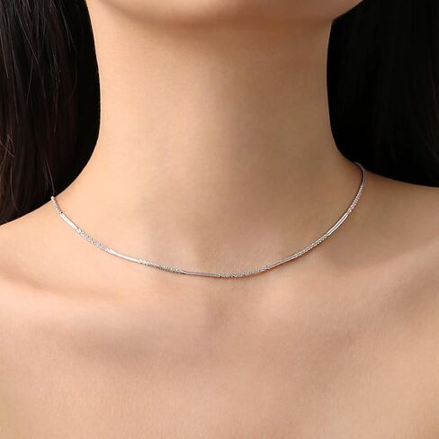 Meissa Sterling Silver Stackable Chain Necklace for Women Simple Minimalist Layering Gold Choker Necklace, Length 16-18 Inches in Saudi Arabia