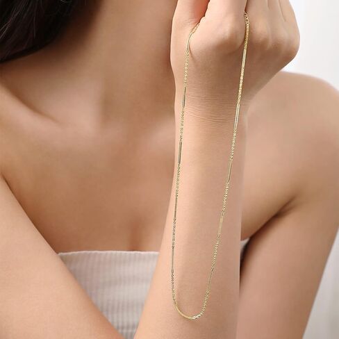 Meissa Sterling Silver Stackable Chain Necklace for Women Simple Minimalist Layering Gold Choker Necklace, Length 16-18 Inches in Saudi Arabia