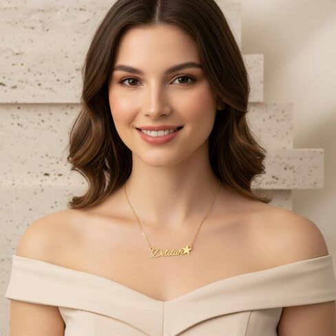 Personalized Name Necklace - Personalized Jewelry - Custom Name Necklaces For Women - Adjustable Necklace With Star Charm - Minimalis Jewelry - Dainty Jewellery - Gift For Her in Saudi Arabia