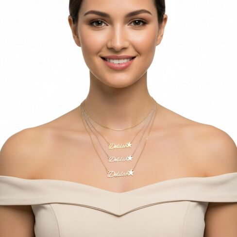Personalized Name Necklace - Personalized Jewelry - Custom Name Necklaces For Women - Adjustable Necklace With Star Charm - Minimalis Jewelry - Dainty Jewellery - Gift For Her in Saudi Arabia