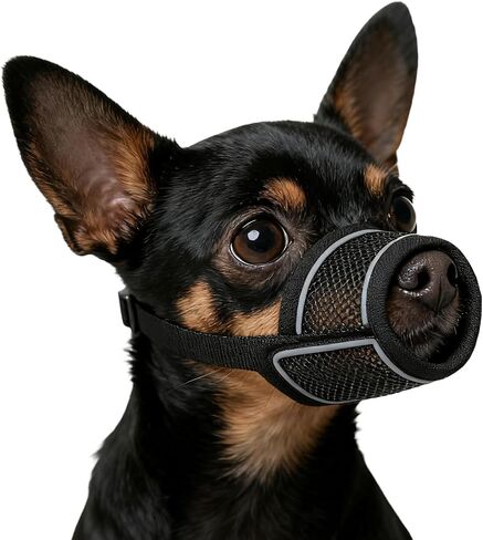 Dog Muzzle for Small Medium Large Dogs Soft Air Mesh Muzzles with Reflective Strips for Biting, Chewing, Grooming, Vet Visits, Training (XXS) in Saudi Arabia