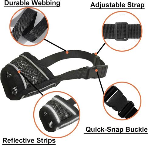 Dog Muzzle for Small Medium Large Dogs Soft Air Mesh Muzzles with Reflective Strips for Biting, Chewing, Grooming, Vet Visits, Training (XXS) in Saudi Arabia