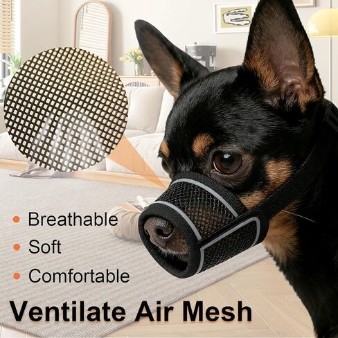 Dog Muzzle for Small Medium Large Dogs Soft Air Mesh Muzzles with Reflective Strips for Biting, Chewing, Grooming, Vet Visits, Training (XXS) in Saudi Arabia