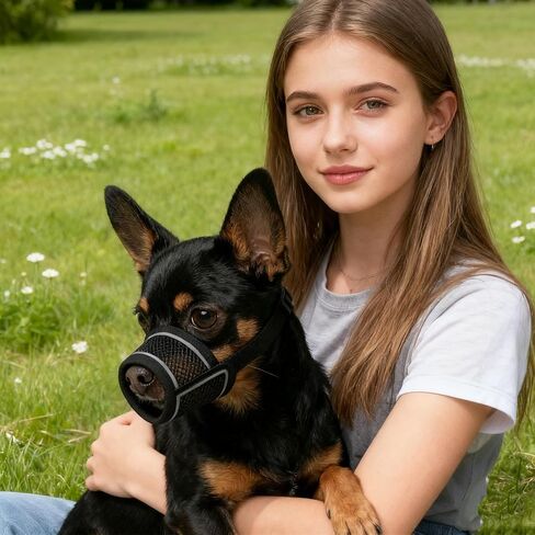 Dog Muzzle for Small Medium Large Dogs Soft Air Mesh Muzzles with Reflective Strips for Biting, Chewing, Grooming, Vet Visits, Training (XXS) in Saudi Arabia