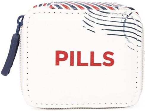 حقيبة حبوب الدواء النسائية بسحاب من MIAMICA مع منظم بلاستيكي قابل للإزالة لمدة 8 أيام، مبطن أسود، 3.5 بوصة × 2.75 بوصة × 1.25 بوصة - تصميم مضغوط لصندوق الدواء الأسبوعي اللطيف، (M31573) in Kuwait