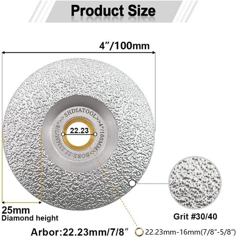 SHDIATOOL 4 - Inch Diamond Grinding Wheel for Granite Marble Iron Steel Masonry Cup Grinding Disc Fits 7/8 Inch Arbor in Saudi Arabia