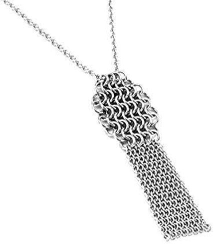 Original Stainless Steel Tassle Necklace - Handmade Long Fringe Necklace - 11th Anniversary Gift for Wife (Steel) - 11 Year Wedding Anniversary Jewelry (Choose Length) by ChainMettle Jewelry in Saudi Arabia