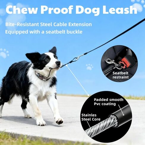 26ft Retractable Dog Leash for Large Dogs with Poop Bag Holder,Heavy Duty Retractable Dog Leash with Chew Proof Extender,One-Hand Lock System,Impact-Resistant,Up to 110 lbs (Khaki) in Saudi Arabia