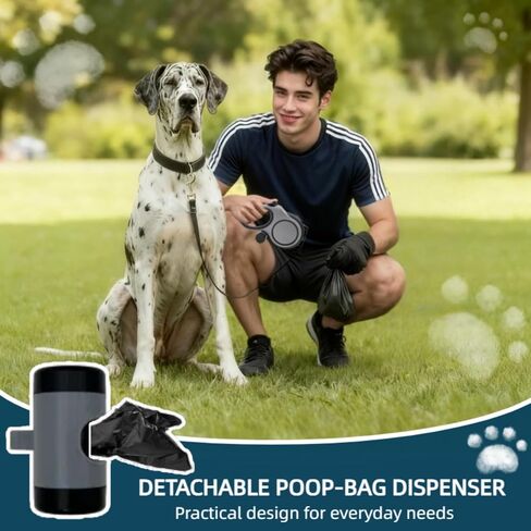 26ft Retractable Dog Leash for Large Dogs with Poop Bag Holder,Heavy Duty Retractable Dog Leash with Chew Proof Extender,One-Hand Lock System,Impact-Resistant,Up to 110 lbs (Khaki) in Saudi Arabia