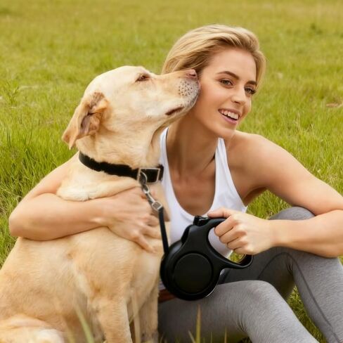 26ft Retractable Dog Leash for Large Dogs with Poop Bag Holder,Heavy Duty Retractable Dog Leash with Chew Proof Extender,One-Hand Lock System,Impact-Resistant,Up to 110 lbs (Khaki) in Saudi Arabia