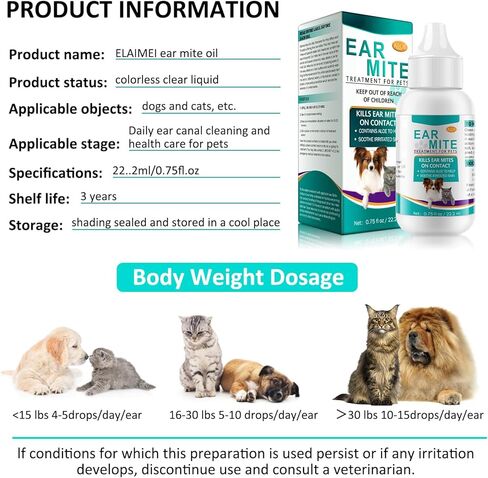 Ear Mite Treatment for Dogs, Dog Ear Infection Treatment, Dog Ear Drops for Itchy Ears Relief, Ear Care for Dogs and Cats, Safe for Pets 1 Pack in Kuwait