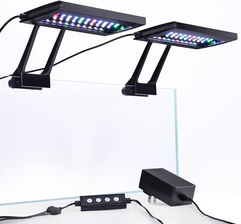 مشبك hygger على مصباح LED لحوض السمك مع وحدة تحكم متعددة القنوات، ضوء خزان الأسماك 24/7 إضاءة شروق الشمس وضوء النهار وضوء القمر ووضع DIY، مؤقت قابل للتعديل/إضاءة سطوع 7 ألوان للمياه العذبة (2) in Kuwait