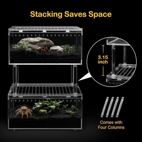 PC Small Reptile Terrarium Starter Kit,Magnetic Jumping Spider Enclosure,Hermit Crab Tank,Arboreal Tarantula Cage for Praying Mantis,Frog Vivarium,Lizard Container,Insect Housing,Gecko Habitat in Saudi Arabia