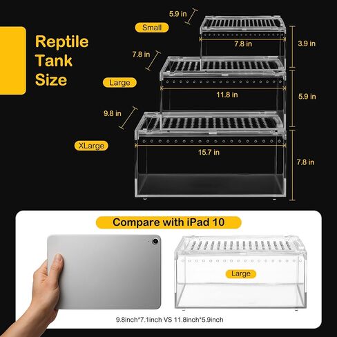 PC Small Reptile Terrarium Starter Kit,Magnetic Jumping Spider Enclosure,Hermit Crab Tank,Arboreal Tarantula Cage for Praying Mantis,Frog Vivarium,Lizard Container,Insect Housing,Gecko Habitat in Saudi Arabia