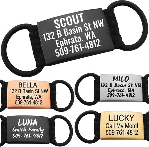 GoTags Silent Personalized Engraved Pet ID Dog and Cat Tags, Jingle Free Quiet Custom Name Tags (Silver, Medium) in Saudi Arabia