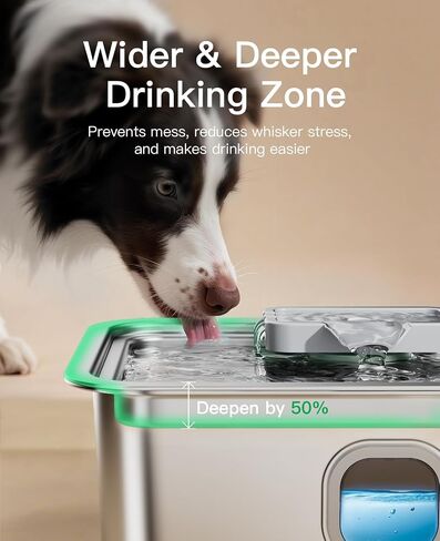 4Gal/15L Dog Water Fountain for Large Dogs, Stainless Steel Large Pet Drinking Fountain, Automatic Dog Water Bowl Dispenser with Deeper & Wider Drinking Area, Multi-Filtration, Ultra-Quiet, 6 Filters in Saudi Arabia